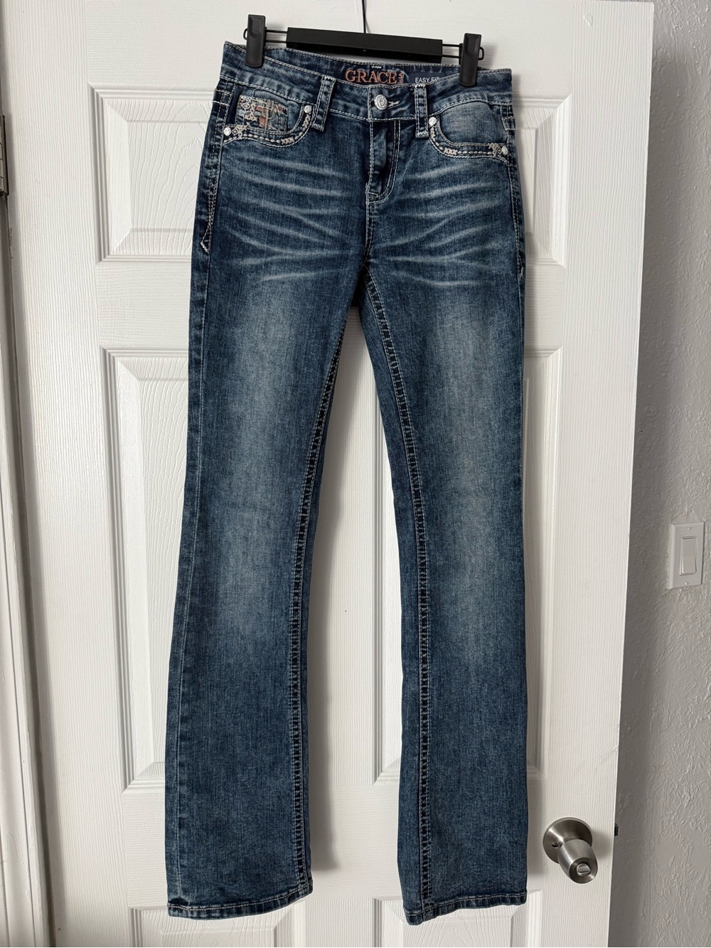 Grace in LA Women's Boot Cut Jeans - Dark Blue Wash